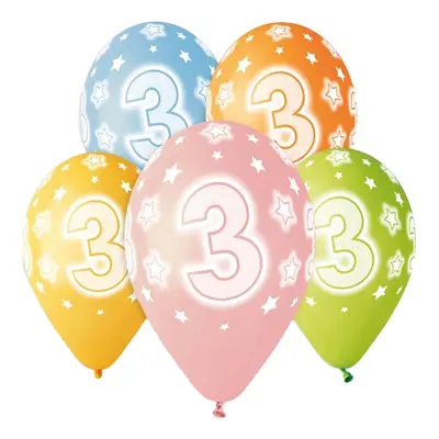 Ballonger Siffra 3 Flerfärgade - 5-pack