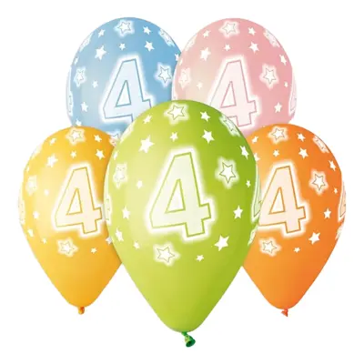 Ballonger Siffra 4 Flerfärgade - 5-pack