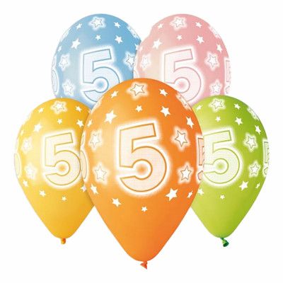 Ballonger Siffra 5 Flerfärgade - 5-pack