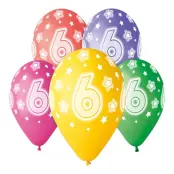 Ballonger Siffra 6 Flerfärgade - 5-pack