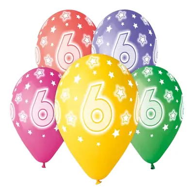 Ballonger Siffra 6 Flerfärgade - 5-pack