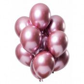 Ballonger Spegeleffekt rosa 33 cm 12-pack