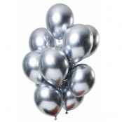 Ballonger Spegeleffekt silver 33 cm 12-pack