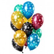 Ballonger stjärnor flerfärgade metallic 33 cm 12-pack