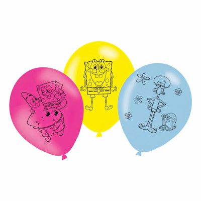 Ballonger SvampBob Fyrkant - 6-pack