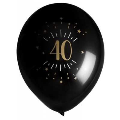 Ballonger Svart&Guld 40 år, 8-pack
