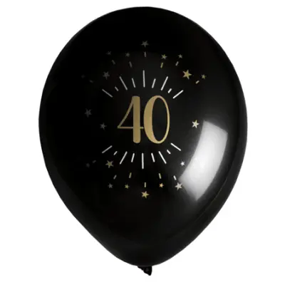 Ballonger Svart&Guld 40 år, 8-pack
