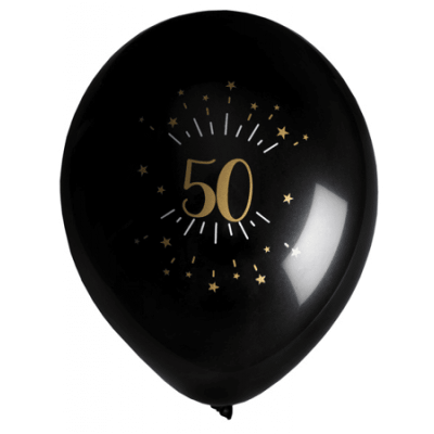 Ballonger Svart&Guld 50 år, 8-pack