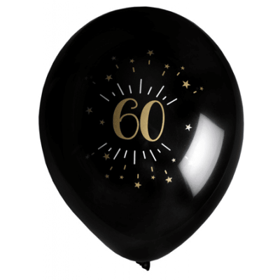 Ballonger Svart&Guld 60 år, 8-pack
