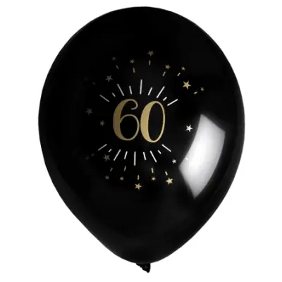 Ballonger Svart&Guld 60 år, 8-pack