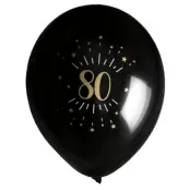 Ballonger Svart&Guld 80 år, 8-pack