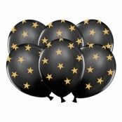 Ballonger Svarta med Stjärnor - 6-pack