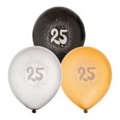 Ballonger Svart/Vit/Guld 25 - 6-pack