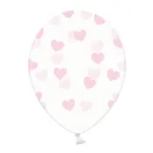 Ballonger Transparenta med Ljusrosa Hjärtan - 6-pack