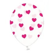 Ballonger Transparenta med Rosa Hjärtan - 6-pack