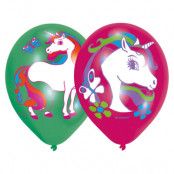 Ballonger Unicorn Rainbow färgtryck 6-pack