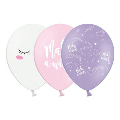 Ballonger Unicorn Vit/Rosa/Lila - 50-pack