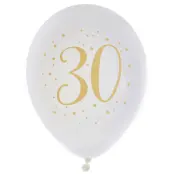 Ballonger Vit&Guld 30 år, 8-pack