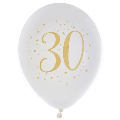 Ballonger Vit&Guld 30 år, 8-pack