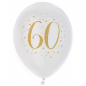 Ballonger Vit & Guld 60 år, 8-pack