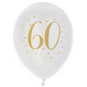 Ballonger Vit&Guld 60 år, 8-pack