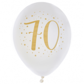 Ballonger Vit & Guld 70 år, 8-pack