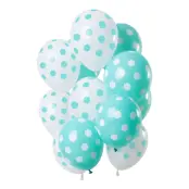 Ballonger Vit/Mint Prickiga - 12-pack