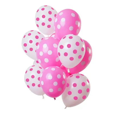 Ballonger Vit/Rosa Prickiga - 12-pack