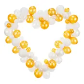 Ballongfigur Guld/Vit Hjärta Stort