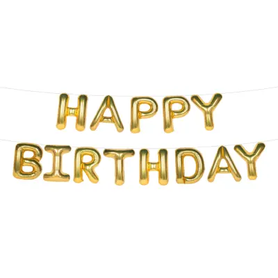 Ballonggirlang Happy Birthday Guld