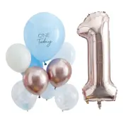 Ballongkit 1 År Blå/Roséguld