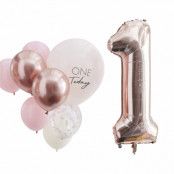 Ballongkit 1 År Rosa/Roséguld