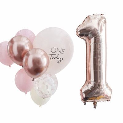 Ballongkit 1 År Rosa/Roséguld