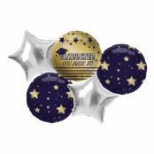 Ballongkit Guld/Silver/Blå Graduated - 5-pack