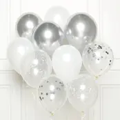 Ballongkit Silver/Vit Hjärtmotiv