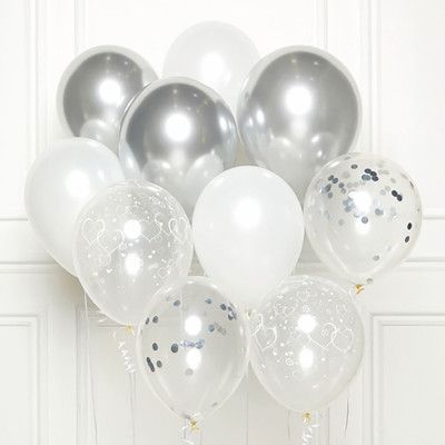 Ballongkit Silver/Vit Hjärtmotiv