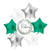 Ballongkit Silver/Vit/Grön Personlig - 5-pack