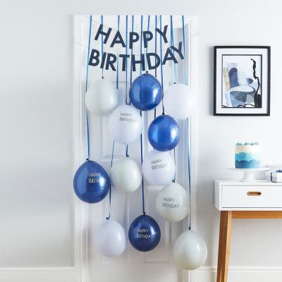 Ballongkit till Dörr Happy Birthday Blå