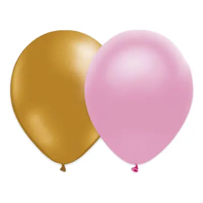 Ballongkombo Guld/Ljusrosa Metallic - 10-pack
