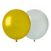 Ballongkombo Guld/Silver Runda Stora - 10-pack