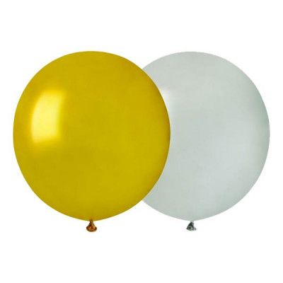 Ballongkombo Guld/Silver Runda Stora - 50-pack