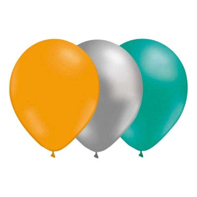 Ballongkombo Mandarin/Silver/Havsgrön - 15-pack