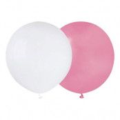 Ballongkombo Rosa/Vit Runda Stora - 10-pack