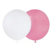 Ballongkombo Rosa/Vit Runda Stora - 10-pack