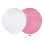 Ballongkombo Rosa/Vit Runda Stora - 25-pack