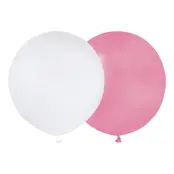 Ballongkombo Rosa/Vit Runda Stora - 50-pack