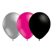 Ballongkombo Silver/Magenta/Svart - 15-pack