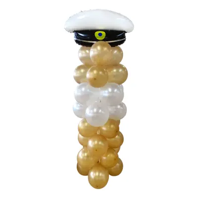 Ballongpelare Vit/Guld med Studentmössa