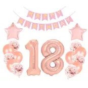 Ballongset inkl. Flaggbanderoll För 18 Årsdag Roséguld