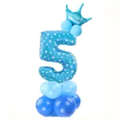Ballongset Siffra Stående Blå"0-9"Siffra 5